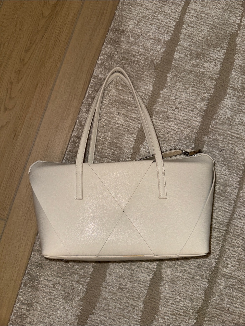Zara Cream Shoulder Bag with Top Handles
